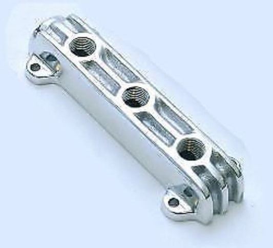So-Cal Speed Shop SO300-6134 Polished Finned Fuel Block 3 x 1/4" Ports