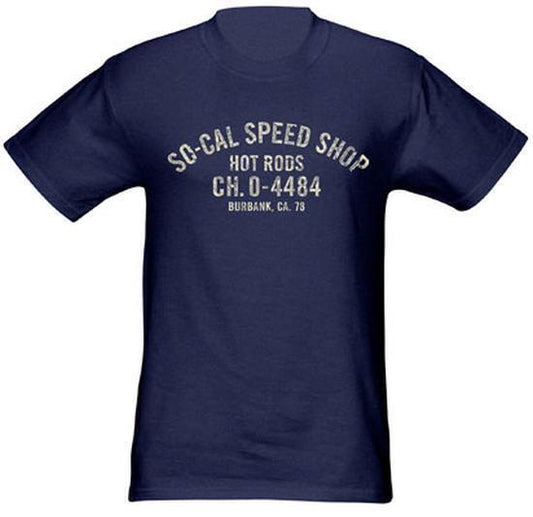 So-Cal Speed Shop SOSSM-1007TC30M Truck Door Print T-Shirt Blue Medium