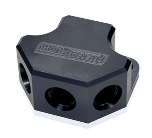 Aeroflow AF454-10-08BLK Y Block 4 Port Distribution Black 3x -8ORB 1x -10ORB Inlet