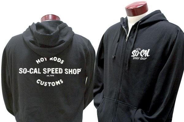 So-Cal Speed Shop SOSSM-7009SC10L Vintage Zip-Up Hoodie Black Large