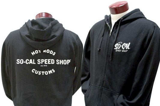 So-Cal Speed Shop SOSSM-7009SC10x Vintage Zip-Up Hoodie Black x-Large
