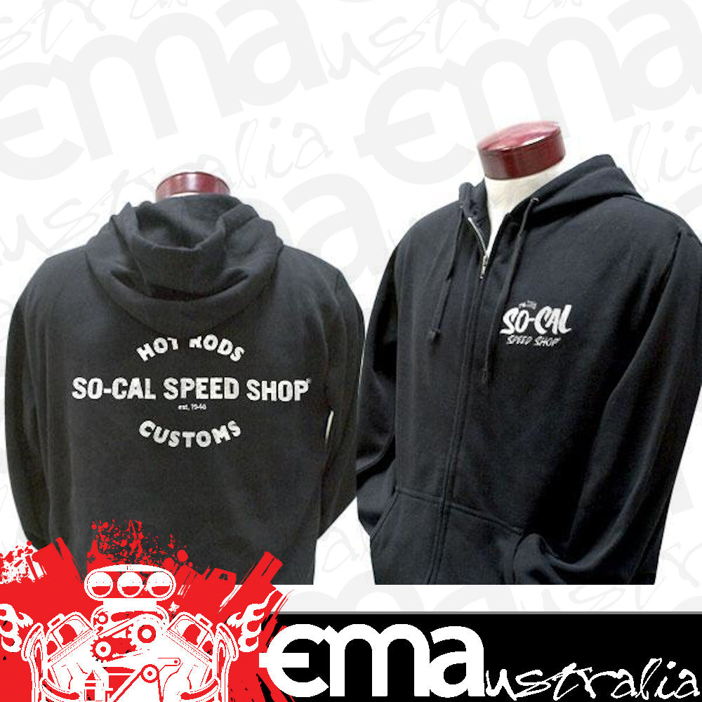 So-Cal Speed Shop SOSSM-7009SC10x Vintage Zip-Up Hoodie Black x-Large