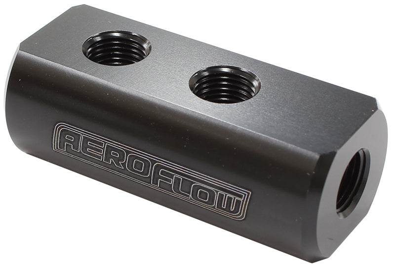 Aeroflow AF456-01-04BLK Compact Distribution Block 1 In 4 Out All Port S 1/8" NPT