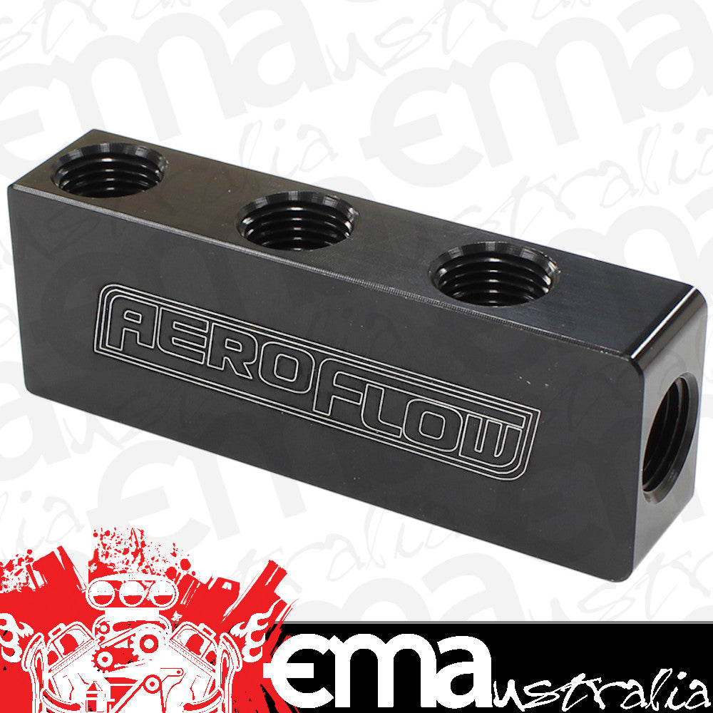 Aeroflow AF456-01-06BLK Compact Distribution Block 1 In 6 Out All Port S 1/8" NPT