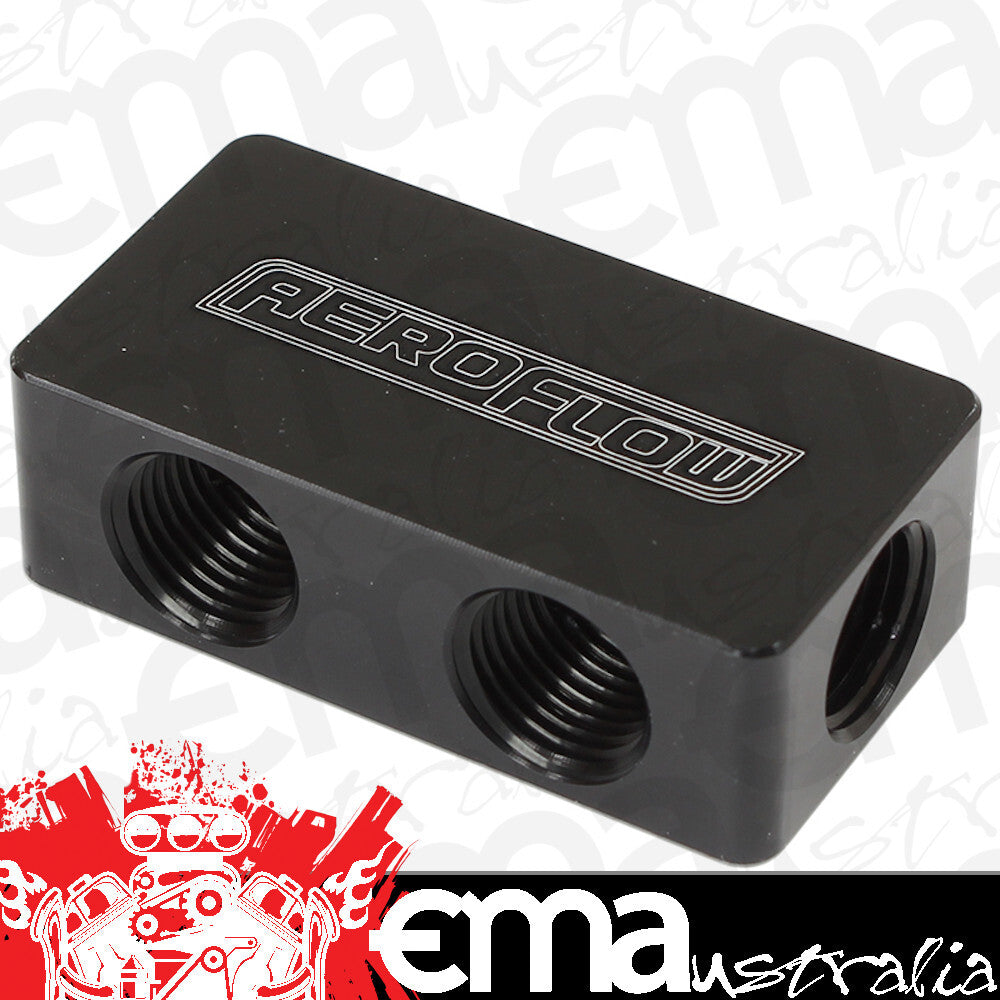 Aeroflow AF456-02-04BLK Compact Distribution Block 2 In 4 Out All Port S 1/8" NPT