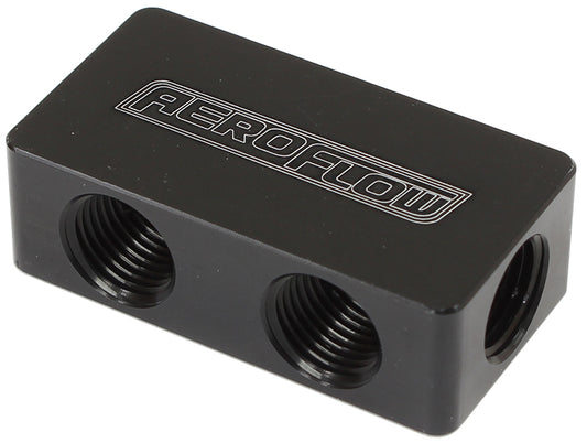 Aeroflow AF456-02-04BLK Compact Distribution Block 2 In 4 Out All Port S 1/8" NPT