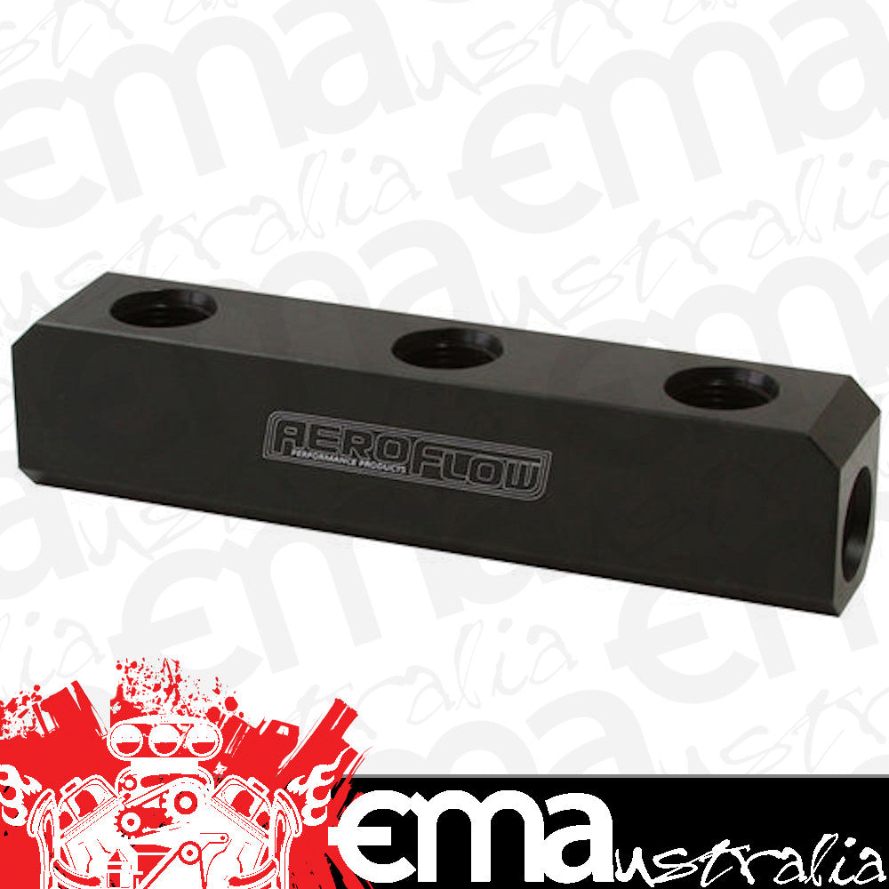 Aeroflow AF457-10BLK Fuel Block Log Type -10ORB Black 2 x-10 Side 2x -10 Top