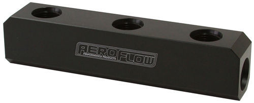 Aeroflow AF457-10BLK Fuel Block Log Type -10ORB Black 2 x-10 Side 2x -10 Top