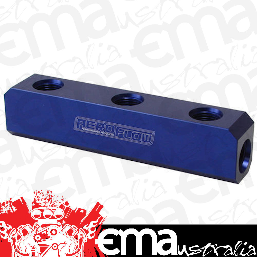 Aeroflow Performance Products AF457-12 Fuel Block Log Type -12ORB Blue 2 x-12 Side 2x -12 Top
