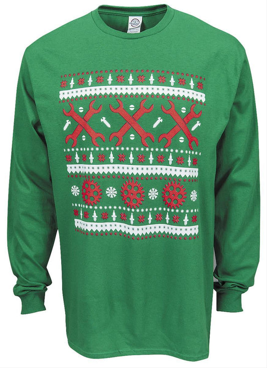 Wrenches And Gears Long Sleeve Christmas T-Shirt *Special Order Only* (SPJ-CU4444)