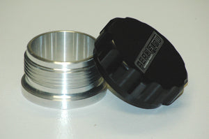 Aeroflow AF460-24BLK 1.5" Alum Weld Bung & Cap Raw Weld On / Black Cap