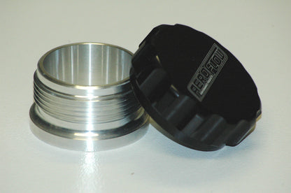Aeroflow AF460-24BLK 1.5" Alum Weld Bung & Cap Raw Weld On / Black Cap