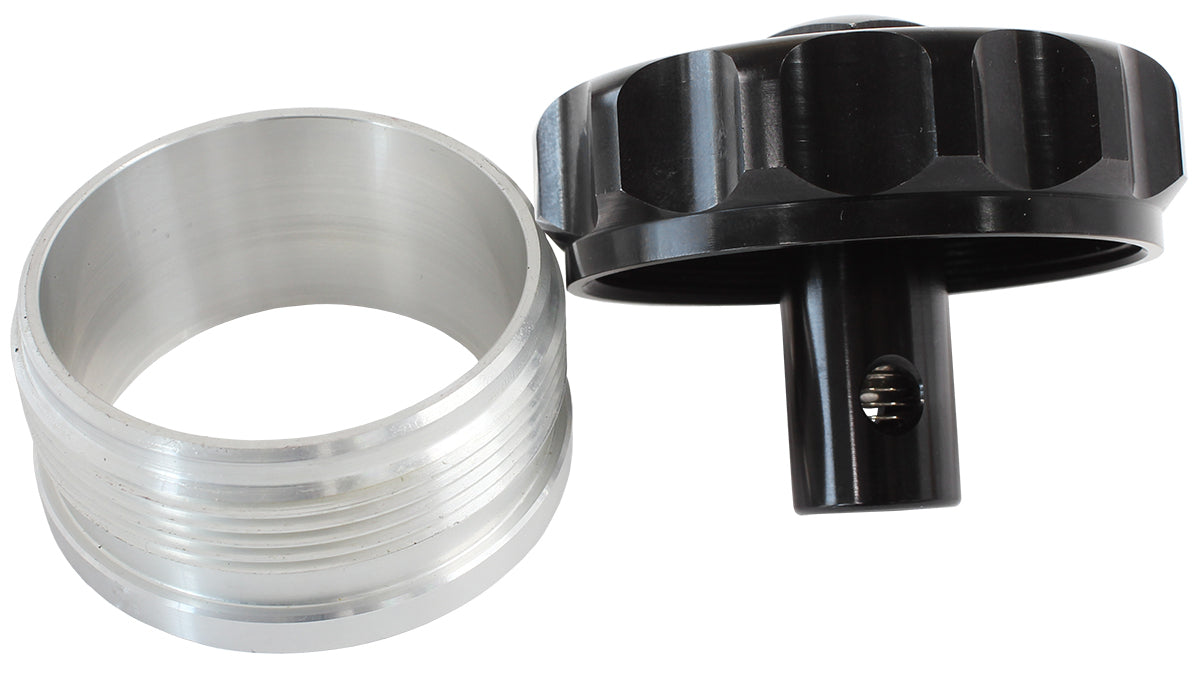 Aeroflow AF460-32-RV-BLK 2" Alum Weld Bung & Cap Black with Roll Over Valve