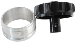 Aeroflow AF460-32-RV-BLK 2" Alum Weld Bung & Cap Black with Roll Over Valve