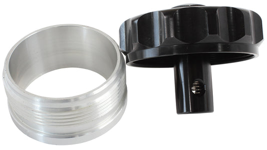 Aeroflow AF460-32-RV-BLK 2" Alum Weld Bung & Cap Black with Roll Over Valve