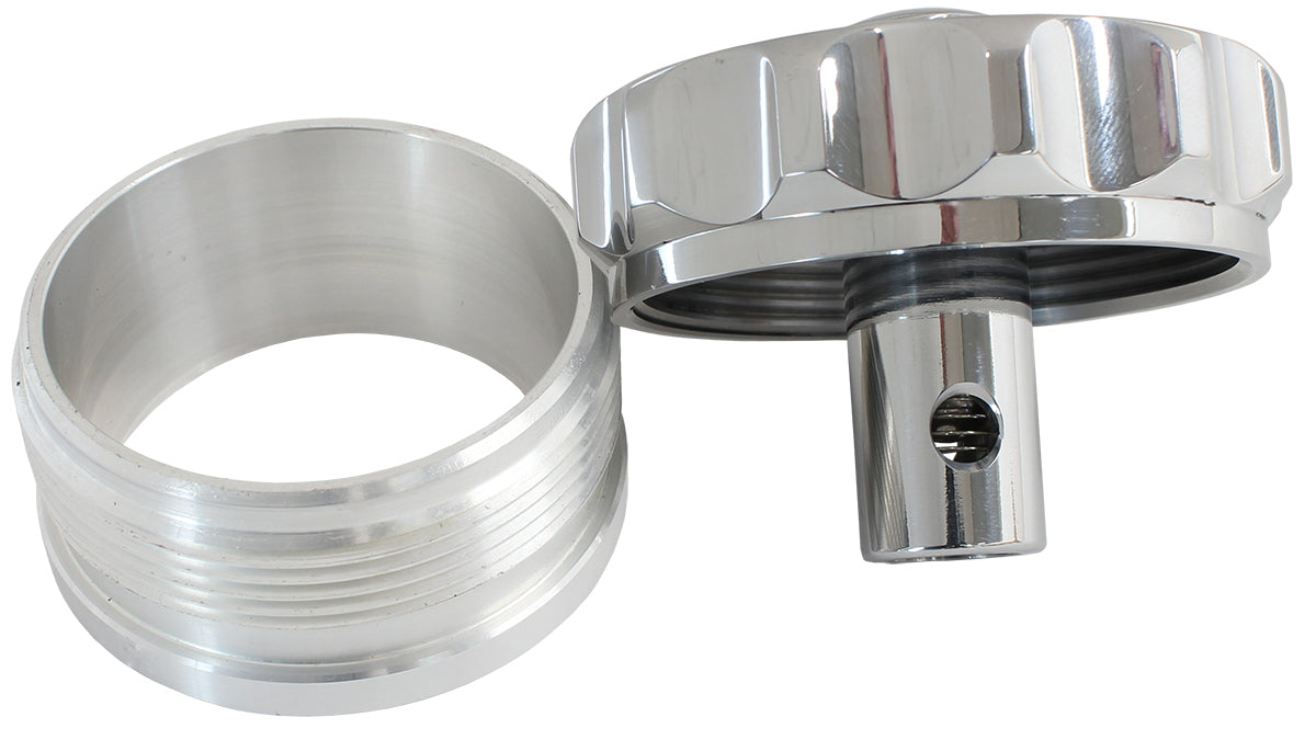 Aeroflow AF460-32-RV-P 2" Alum Weld Bung & Cap Polished with Roll Over Valve