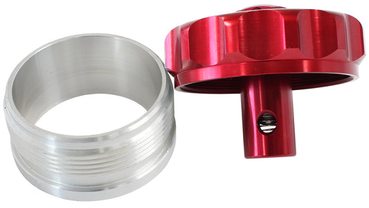 Aeroflow AF460-32-RV-R 2" Alum Weld Bung & Cap Red with Roll Over Valve