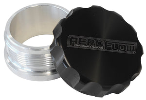 Aeroflow AF460-40BLK 2-1/2" Alum Weld Bung & Cap Raw Weld On / Black Cap