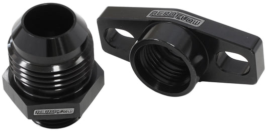 Aeroflow Performance Products AF463-10 Turbo Drain Adapter (With -12AN Fitting, 38-44mm Hole Centres. Black Finish.)