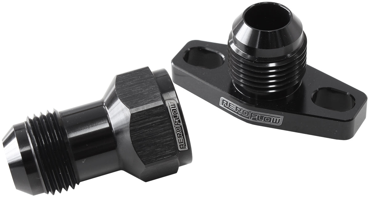 Turbo Drain Adapter (With -10AN Fitting, 38-44mm Hole Centres. Black Finish.)