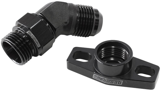 Aeroflow AF463-12 TURBO DRAIN ADAPTER -10AN 45 DEGREE 38-44MM HOLE CENTRES