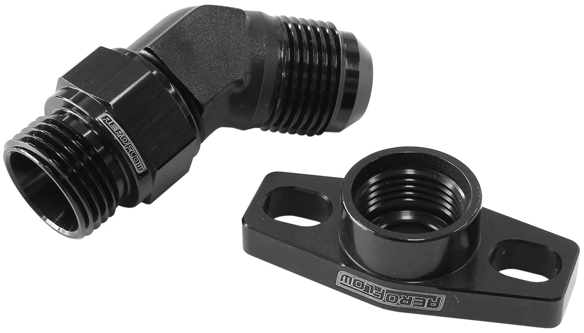 Aeroflow AF463-12 TURBO DRAIN ADAPTER -10AN 45 DEGREE 38-44MM HOLE CENTRES