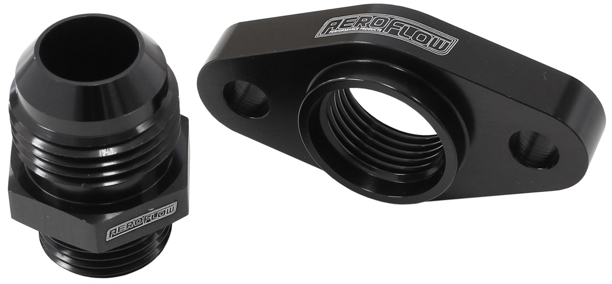 Turbo Drain Adapter (With -12AN Fitting, 51mm Hole Centre. Black Finish.)