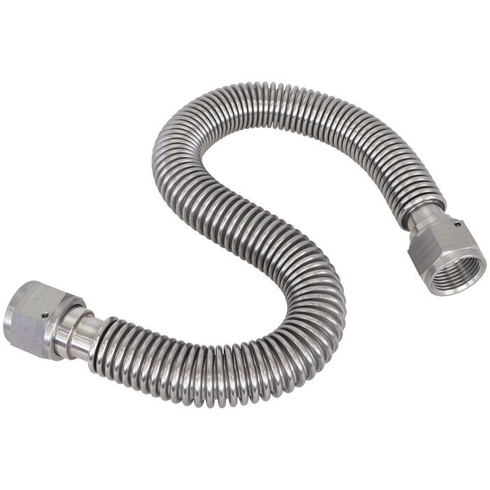 Aeroflow AF463-43 -12AN Flexible Turbo Drain Hose, 500mm Long 304 Stainless Steel. 19.5" (500mm) Overall Length