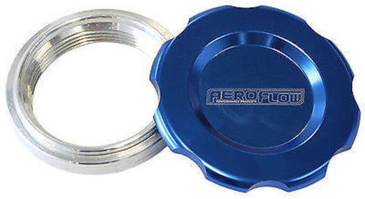 Aeroflow AF465-40BL 2-1/2" Weld Bung & Blue Cap Low Profile Female Weld-On