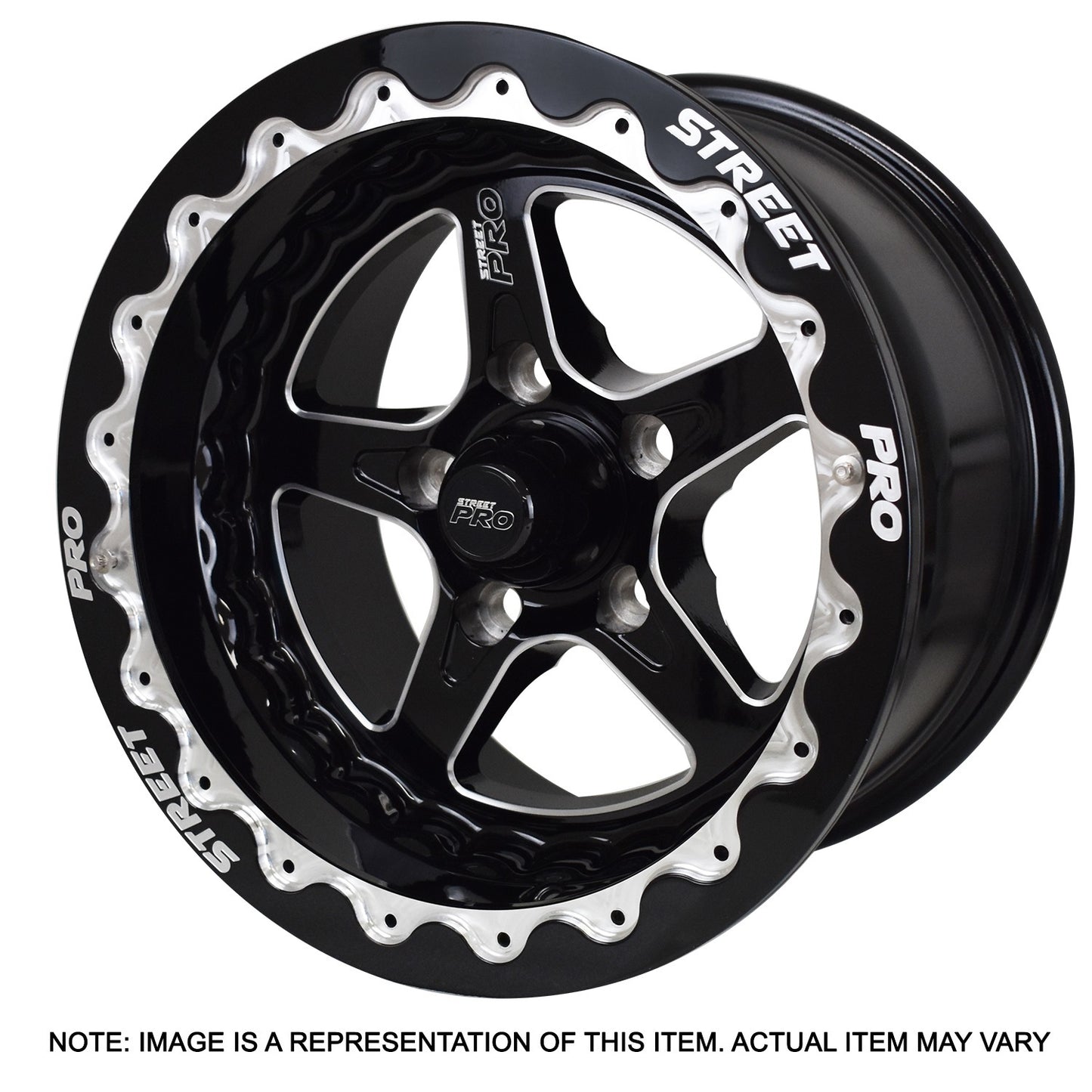 Street Pro Wheels STP002-BL158000-BK Street Pro Ll Convo Bead Lock Style Wheel 15X8.5-32