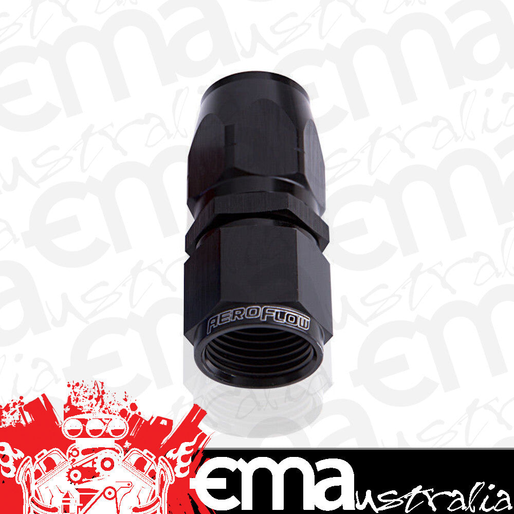 Aeroflow AF501-08BLK Alloy Straight Hose End -8AN Black Swivel Nut