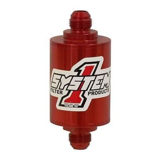 System One SY200-201406 Pro Street Billet In-Line Fuel Filter Red 30 Micron -6an