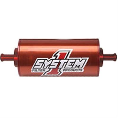 System One | SY202-202405 | Long Billet In-Line Fuel Filter 30 Micron 3/8" Barbs