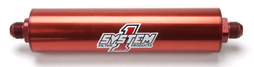 System One SY203-229412 Extra Long Billet In-Line Fuel Filter 30 Micron Red -12an