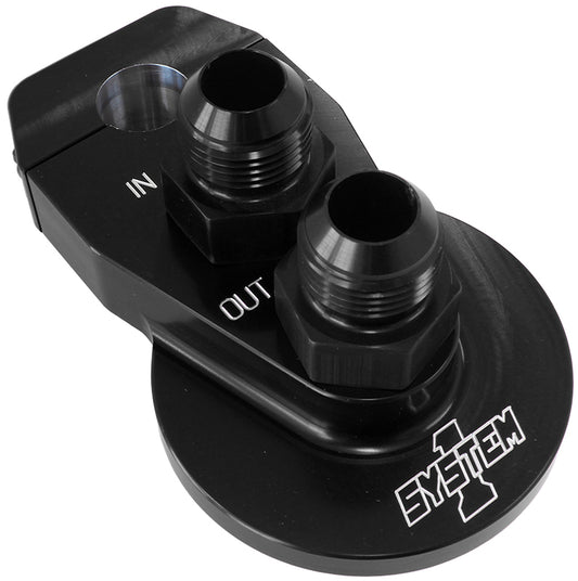 System One SY220-90002-12-B Remote Filter Mount - Black suit 1-1/4" O.D Tubbing w/ -12an Inlet/Outlet