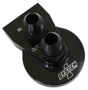 System One SY221-90004-12-B Remote Filter Mount - Black suit 2-Bolt Flat Surface Mount w/ -12an Inlet/Outlet