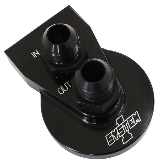 System One SY221-90004-12-B Remote Filter Mount - Black suit 2-Bolt Flat Surface Mount w/ -12an Inlet/Outlet