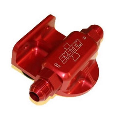 System One SY223-90008-10 Billet Remote Filter Mount Right Side Port -10 an Red