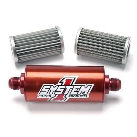 System One | SYS201-203408 | Billet Inline Fuel Filter -8an In/Out 30 Micron 18 Gpm