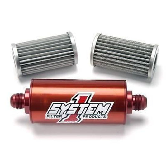 System One SYS201-203408 Billet Inline Fuel Filter -8an In/Out 30 Micron 18 Gpm