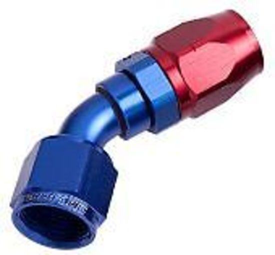 Aeroflow AF502-06 Alloy 45 Deg Hose End -6AN Blue Cutter Style Full Swivel