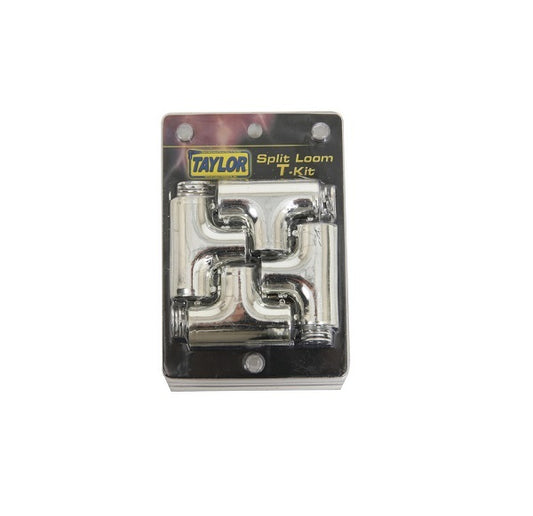 Taylor Motorsports TAY39180 Split Loom T-Kit Chrome suits 1/4" 3/8" & 1/2" Tubing
