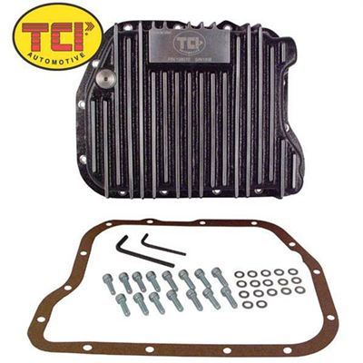 TCI Auto TCI128010 Automatic Transmission Pan Deep Aluminum Black Wrinkled Chrysler Torqueflite 727