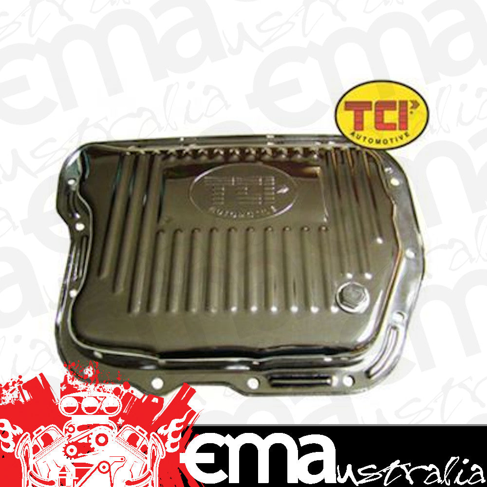 TCI Auto TCI128011 Automatic Transmission Pan Stock Depth Steel Chrome Chrysler Torqueflite 727