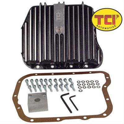 TCI Auto TCI128015 Automatic Transmission Pan Deep Aluminum Black Wrinkled Chrysler Torqueflite 727 46Rh 48Re