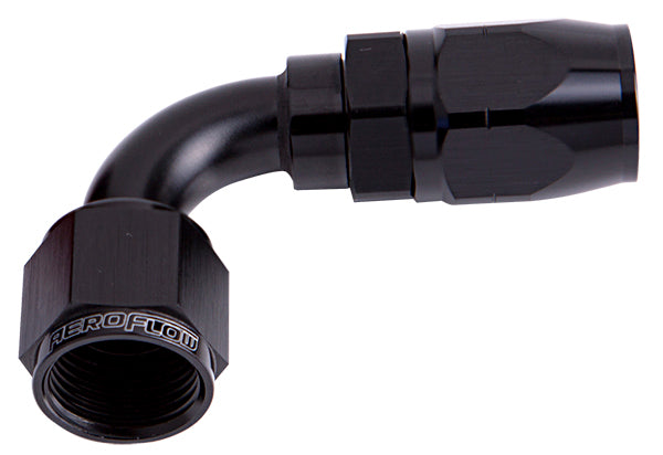 Aeroflow AF503-06BLK Alloy 90 Deg Hose End -6AN Black Cutter Style Full Swivel
