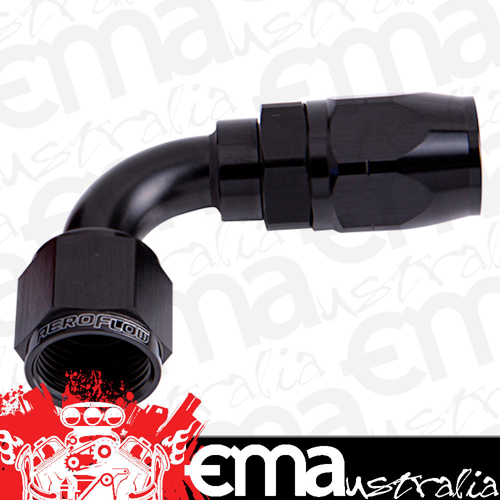 Aeroflow AF503-06BLK Alloy 90 Deg Hose End -6AN Black Cutter Style Full Swivel