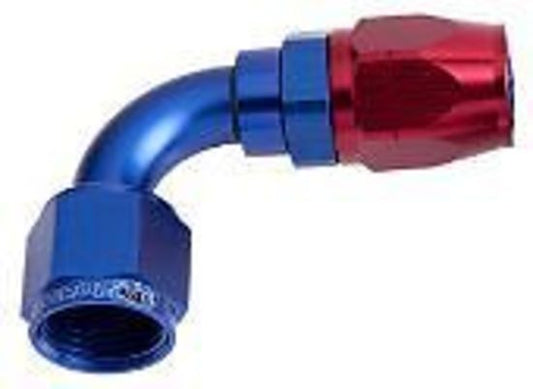 Aeroflow AF503-08 Alloy 90 Deg Hose End -8AN Blue Cutter Style Full Swivel
