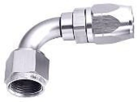 Aeroflow 100 & 450 series braided hose Alloy 90 Deg End -8AN Silver Cuter Style Full Swivel Aeroflow Performance Products AF503-08S