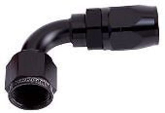 Aeroflow 100 & 450 series braided hose Alloy 90 Deg End -10AN Black Cutter Style Full Swivel Aeroflow Performance Products AF503-10BLK